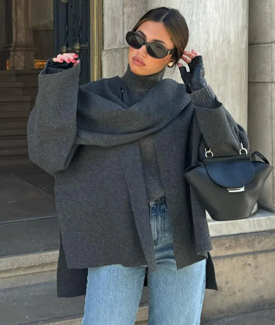 Women’s Asymmetric Scarf Coat