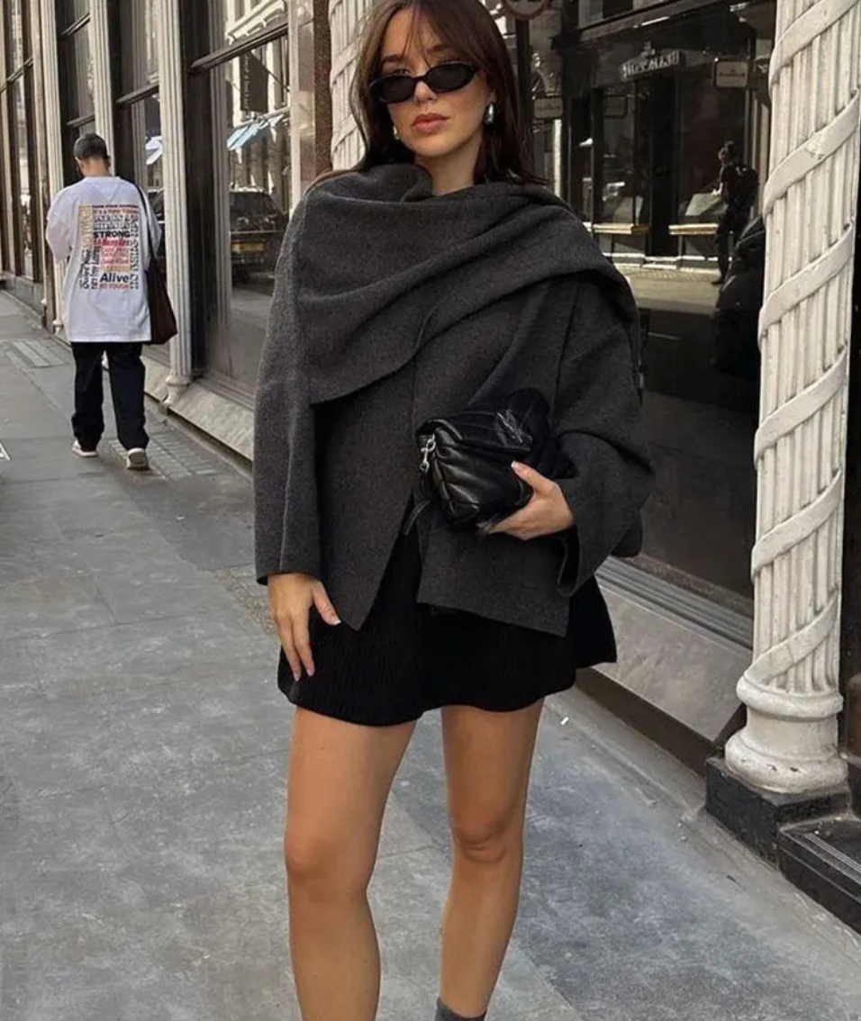 Women’s Asymmetric Scarf Coat