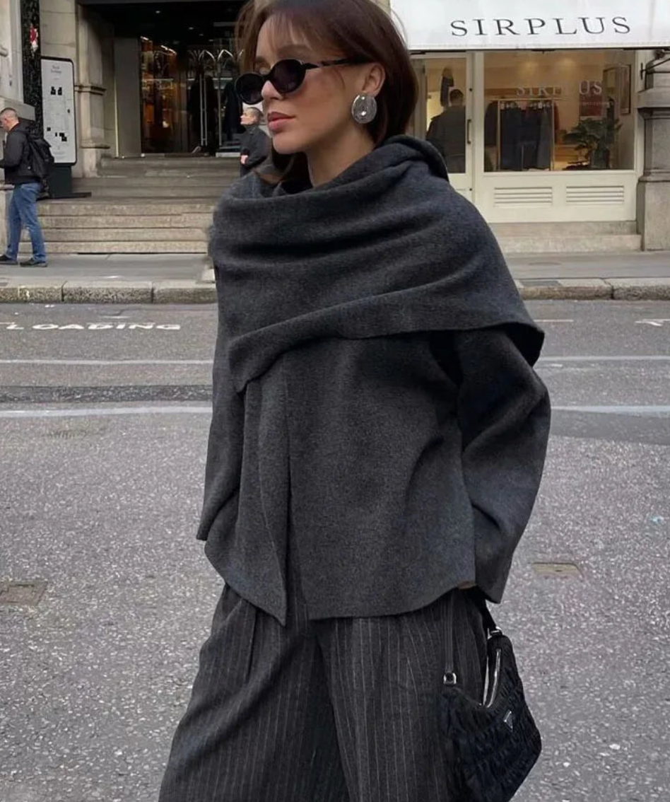 Women’s Asymmetric Scarf Coat