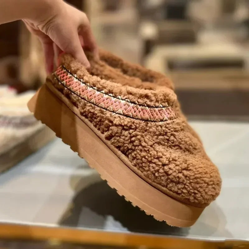 Women's Black Suede Platform Slippers