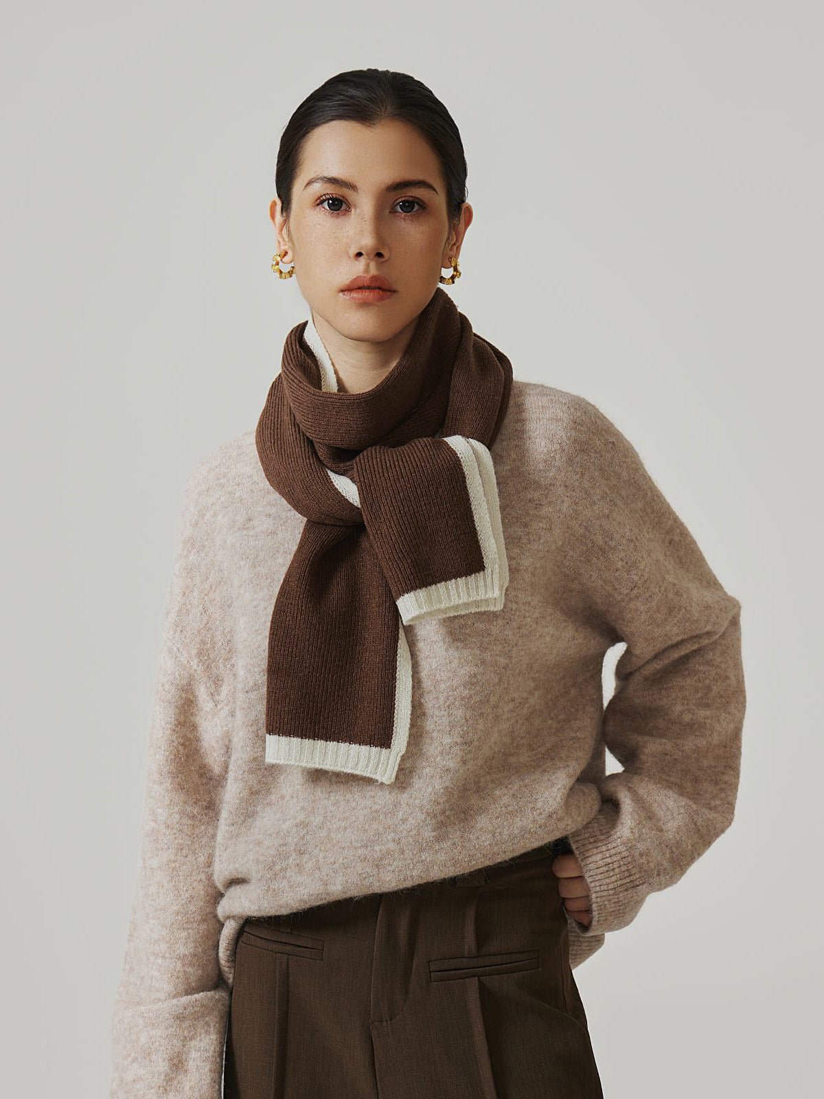 Women's Brown Wool Scarf