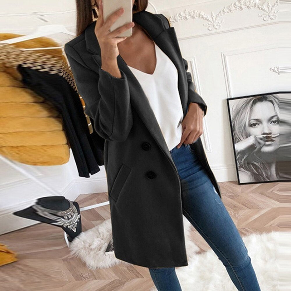 Women’s Coat with Turn-Down Collar