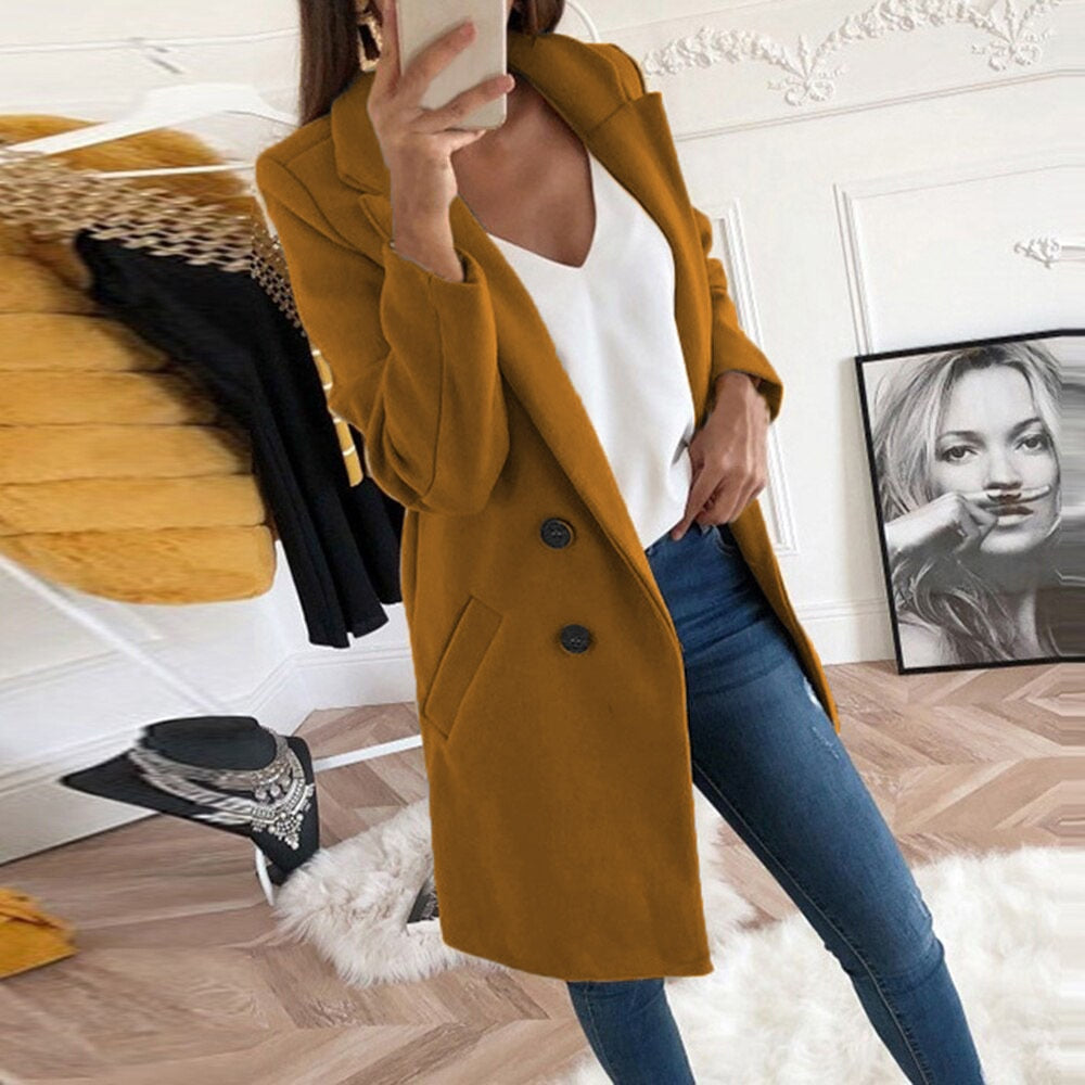 Women’s Coat with Turn-Down Collar
