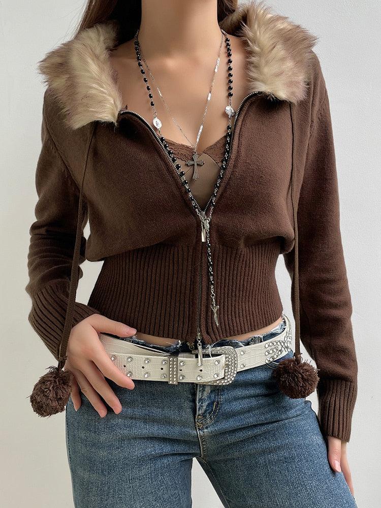 Women’s Cropped Zip-Up Cardigan