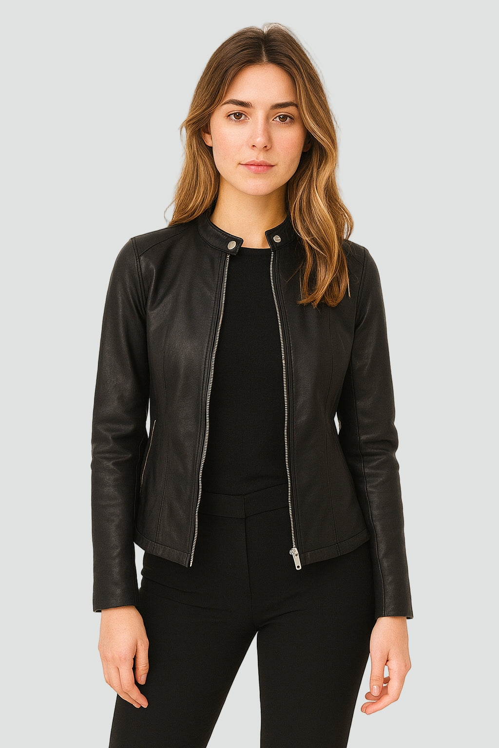 Women’s Fitted Faux Leather Jacket