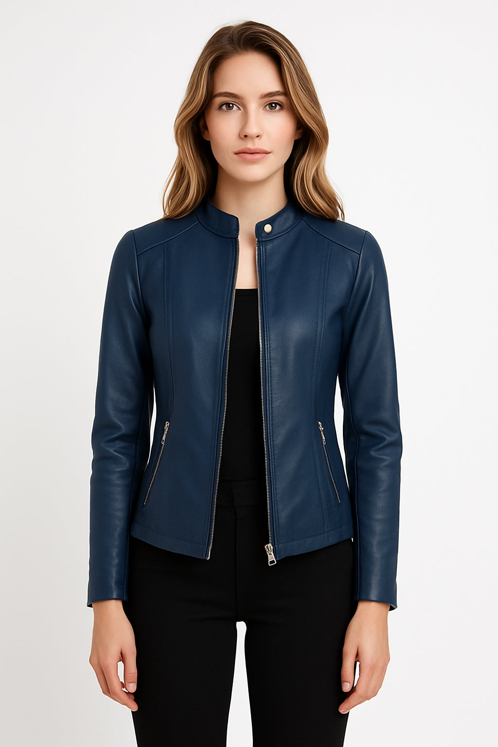 Women’s Fitted Faux Leather Jacket