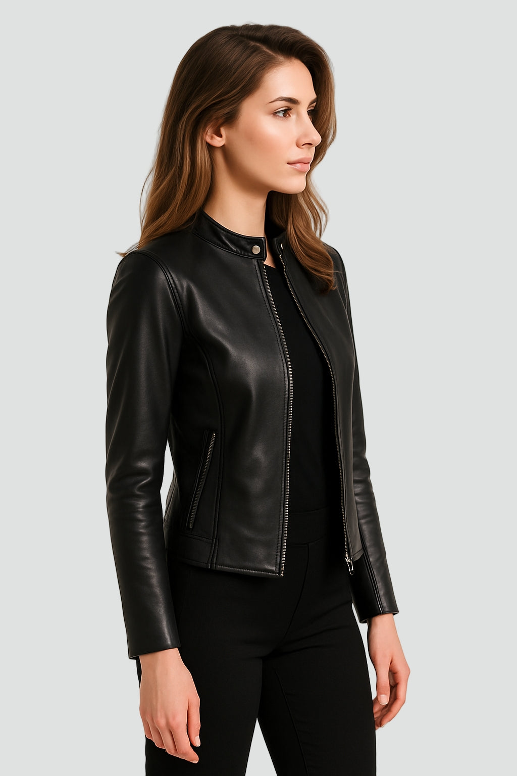 Women’s Fitted Faux Leather Jacket