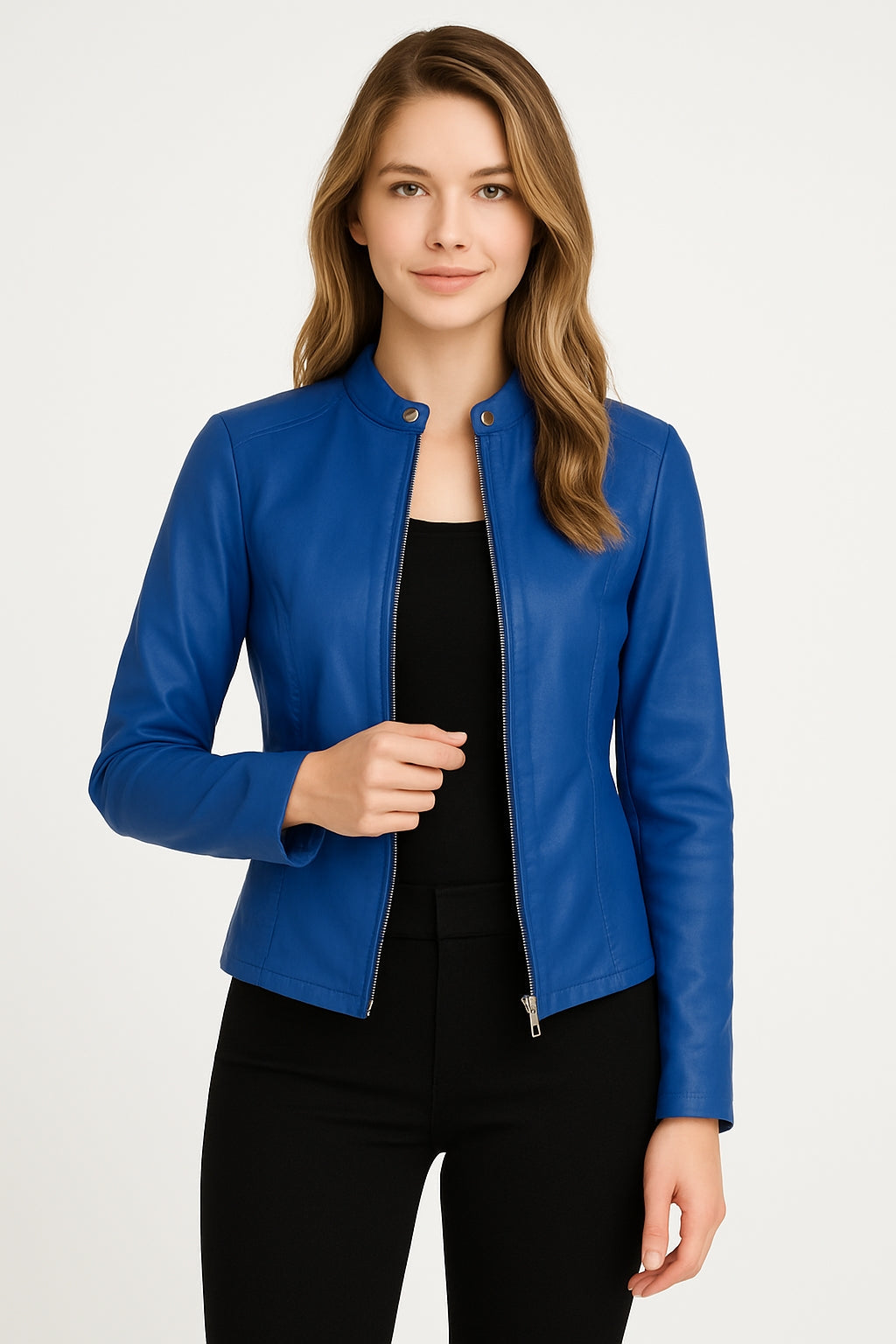 Women’s Fitted Faux Leather Jacket