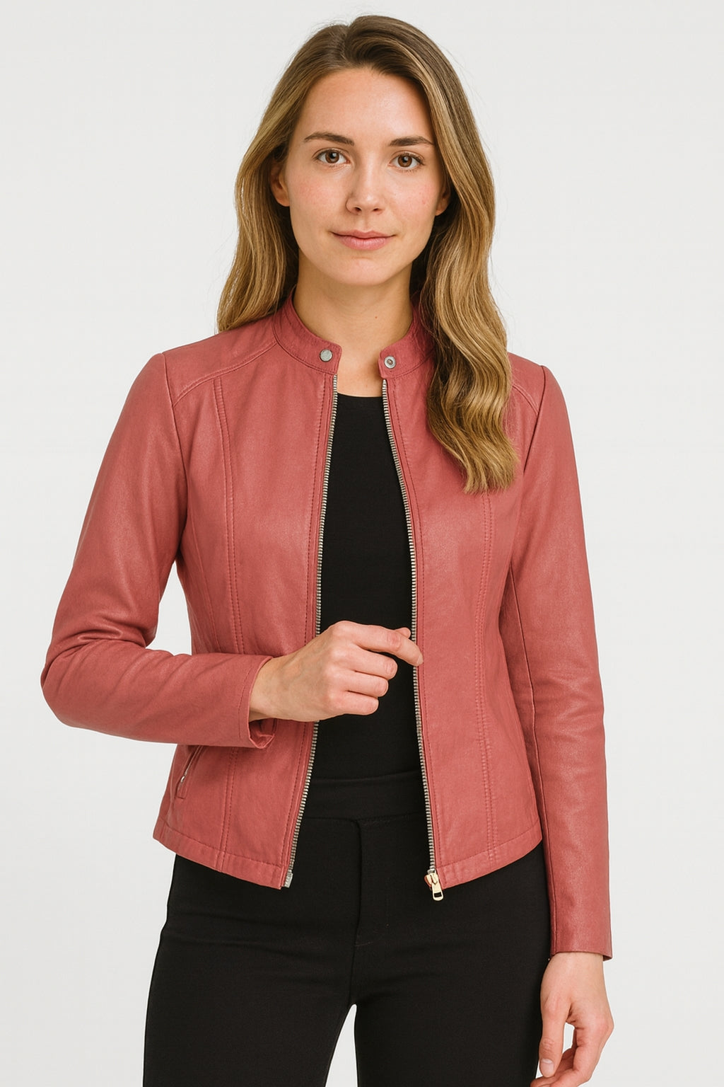 Women’s Fitted Faux Leather Jacket