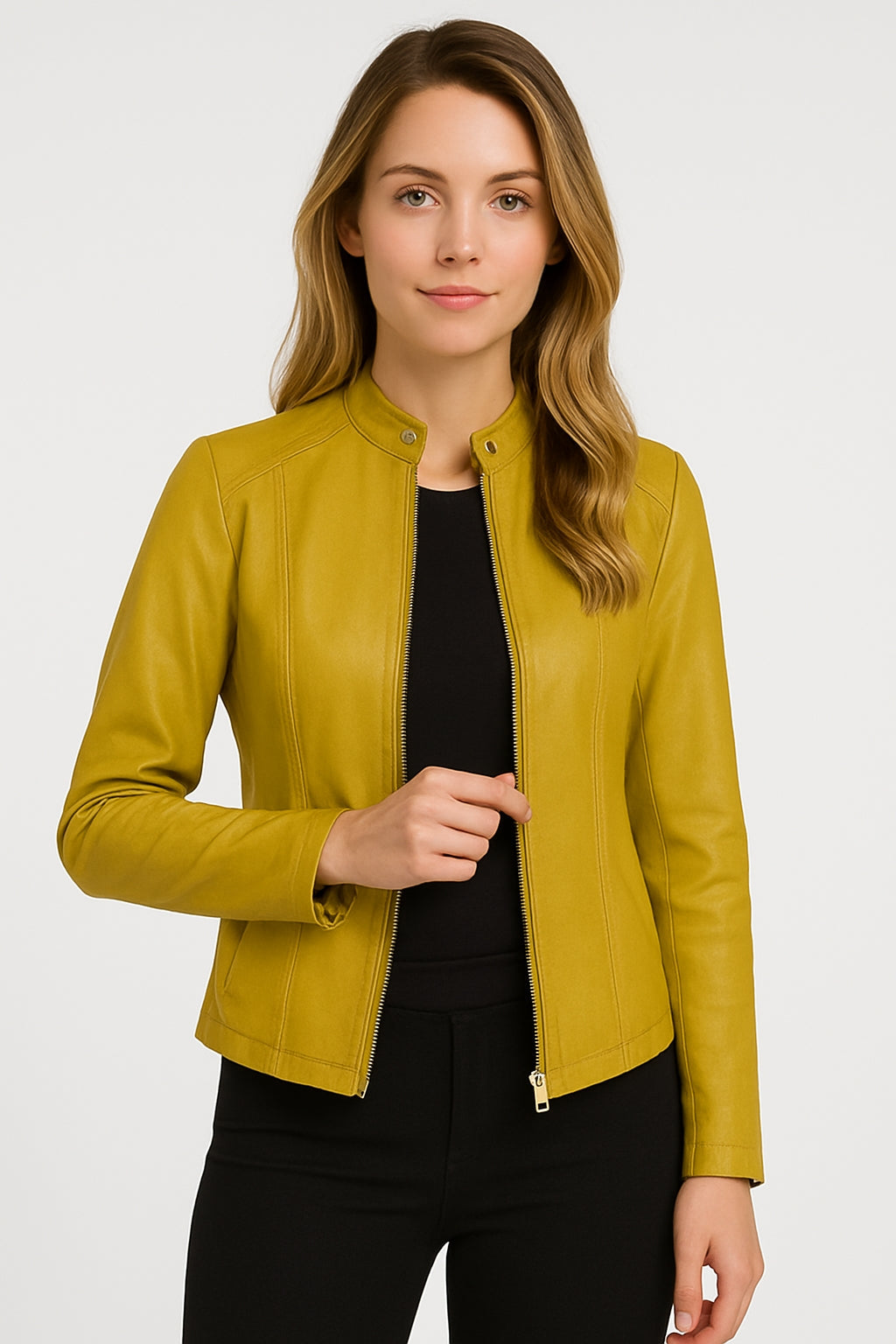 Women’s Fitted Faux Leather Jacket