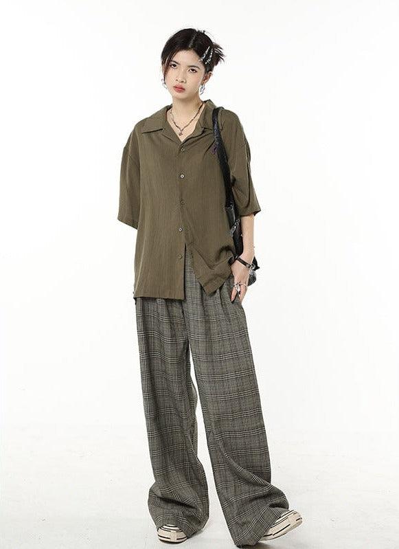Women’s High-Waisted Wide-Leg Plaid Pants