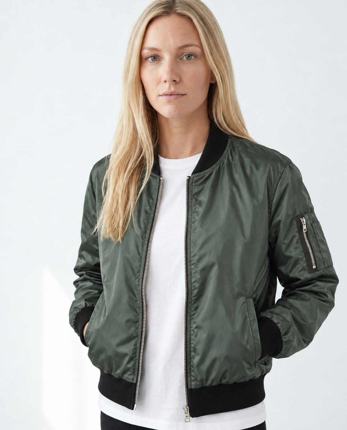 Women's Lightweight Zip-Up Bomber Jacket