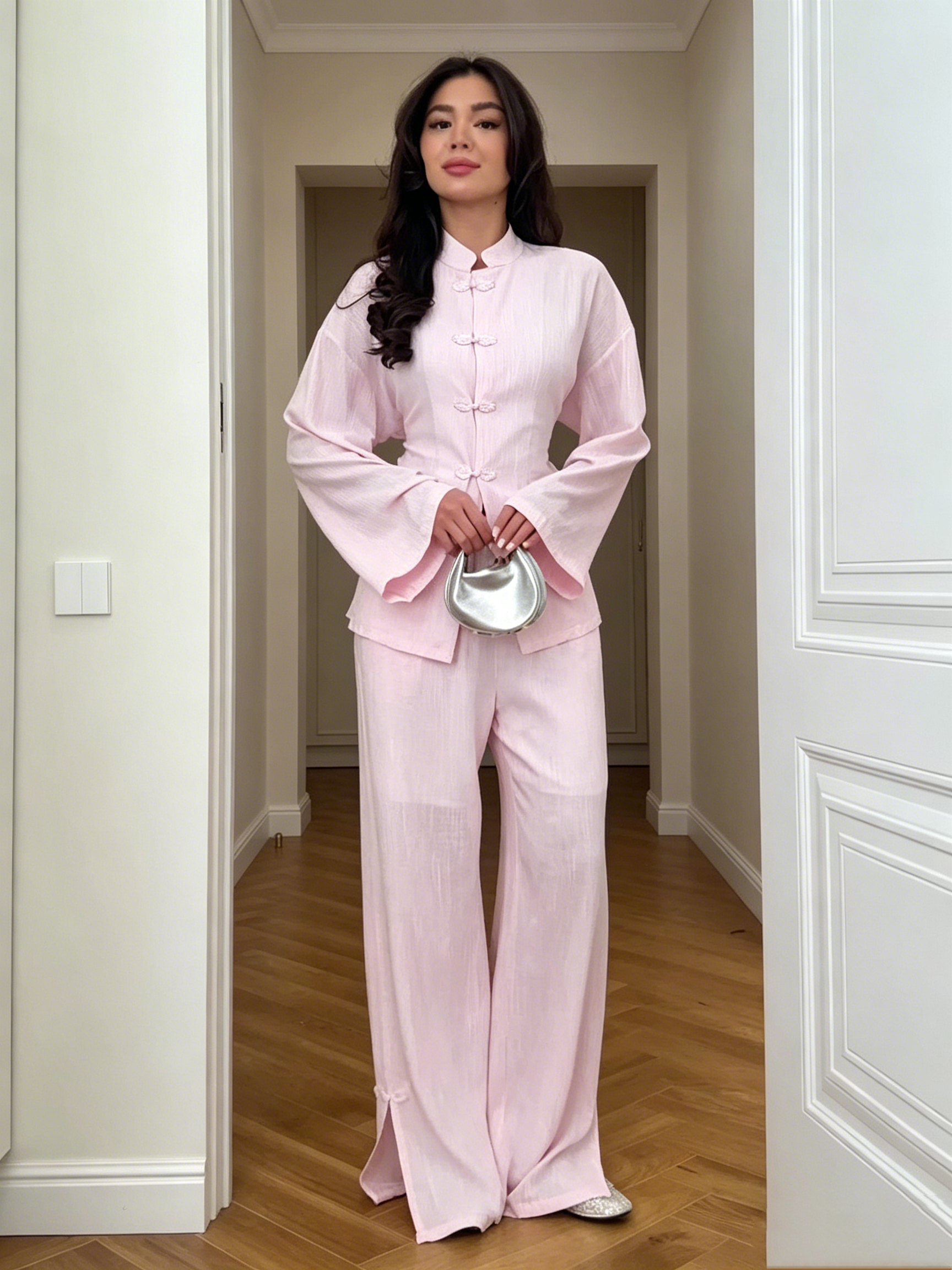 Women’s Linen Blend Shirt and Pants Set