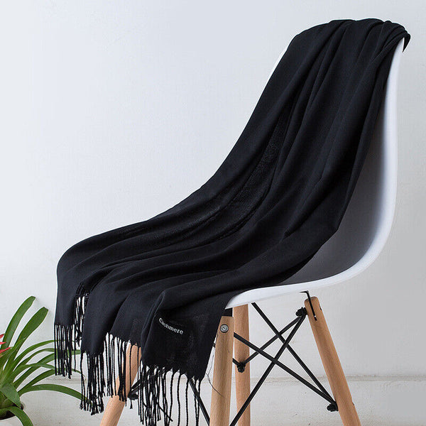 Long Cashmere Scarf Soft Tassel Winter Wrap for Women
