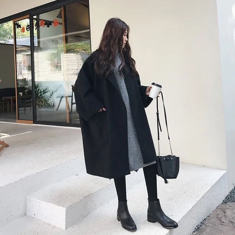 Women's Oversized Trench Coat with Wool Blend
