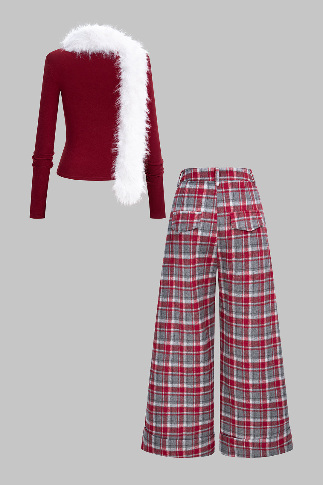 Women’s Plaid Wide-Leg Pants Set