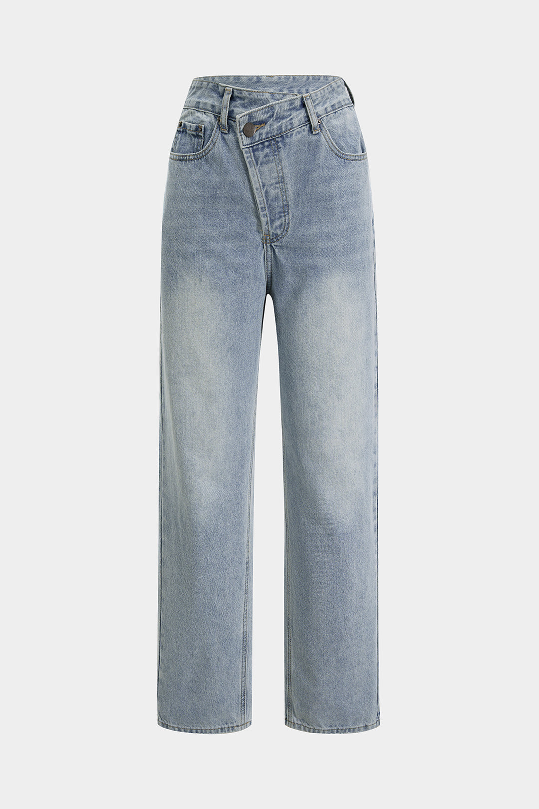 Women’s Asymmetric Waist Straight-Leg Jeans