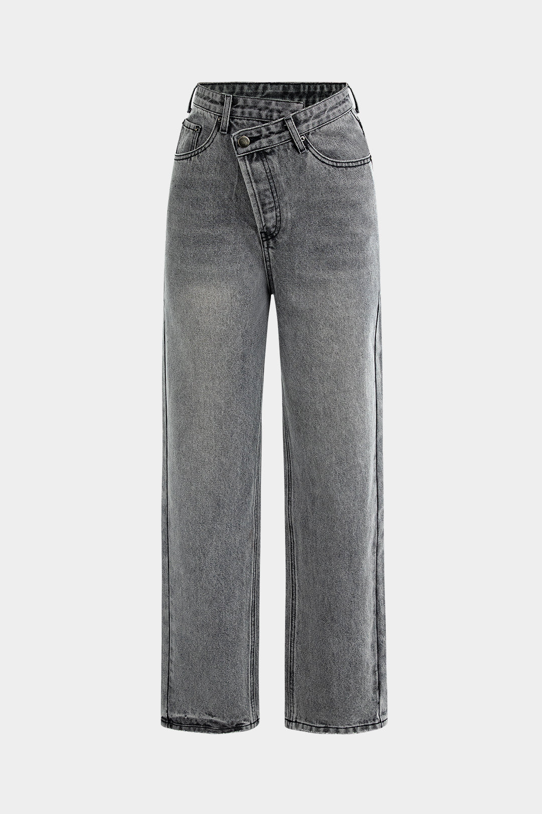 Women’s Asymmetric Waist Straight-Leg Jeans