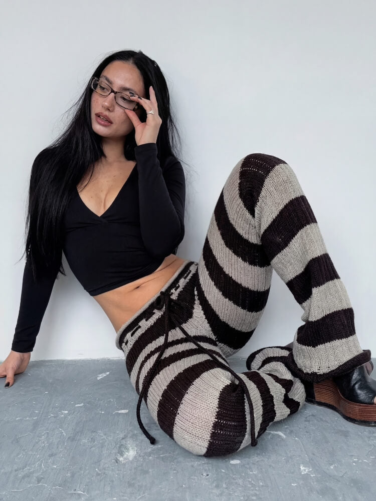 Women’s Striped Pants with Flared Legs