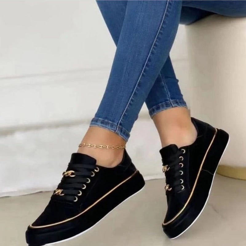 Women’s Supportive Lace-Up Shoes with Gold Details