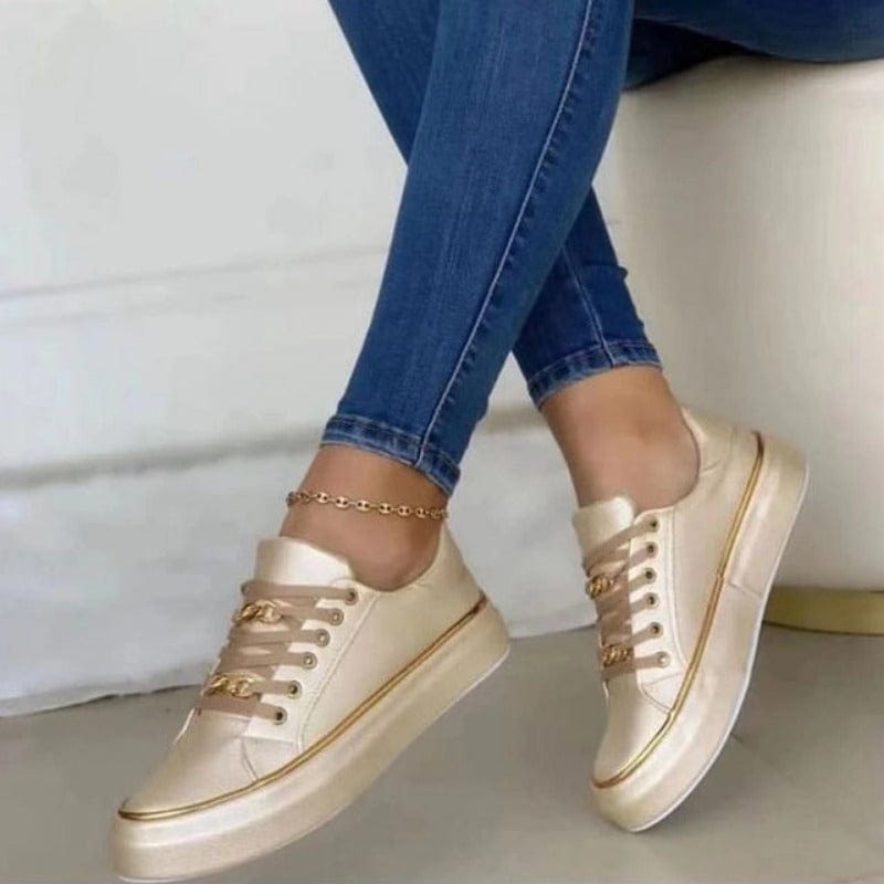 Women’s Supportive Lace-Up Shoes with Gold Details