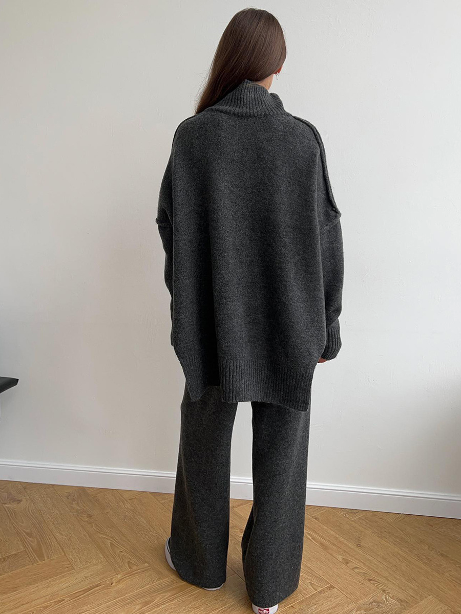 Women's Turtleneck Knit Top and Pants Set
