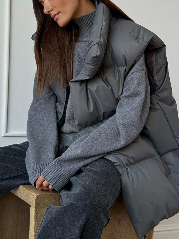 Women's Oversized Puffer Gilet with High Collar