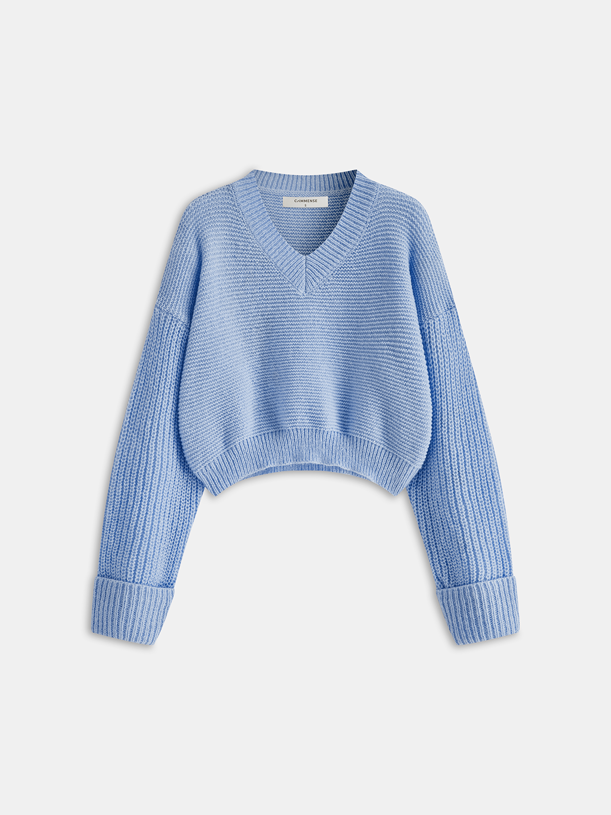 Women's V-Neck Knit Pullover Sweater – Relaxed Fit with Stretch
