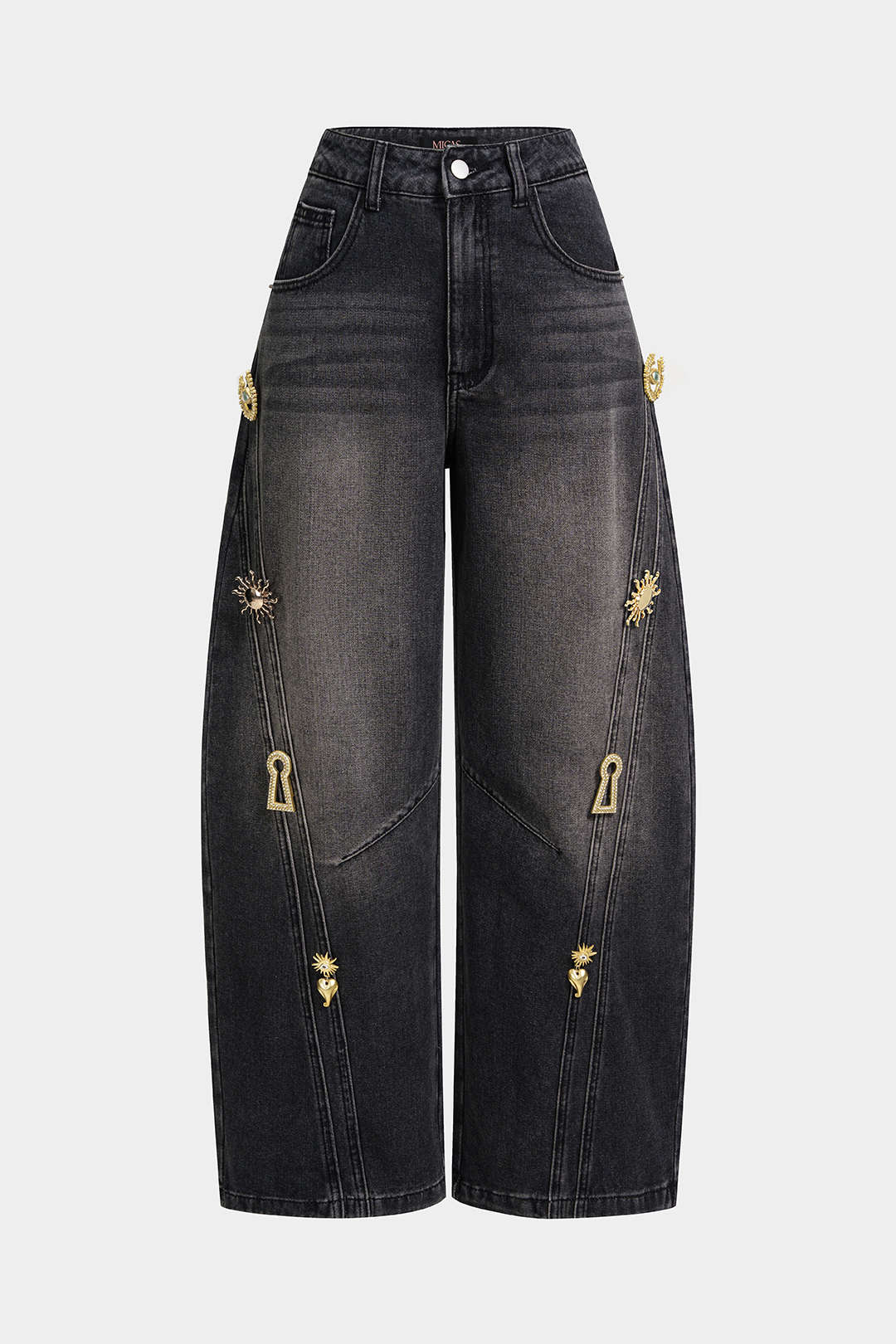 Women’s Wide-Leg Jeans with Metallic Details