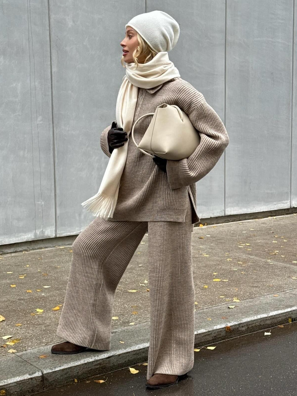 Women’s Zip-Neck Knitted Sweater Set