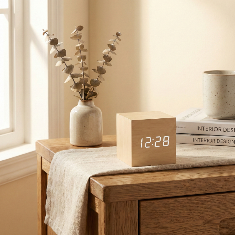 Wood-Grain Digital Alarm Clock