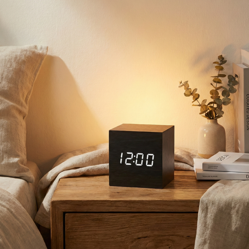Wood-Grain Digital Alarm Clock