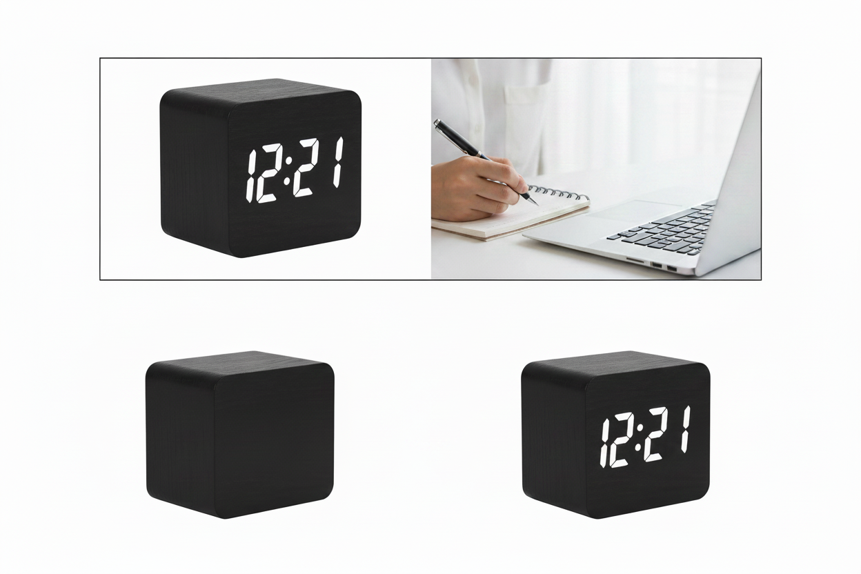 Wood-Grain Digital Alarm Clock