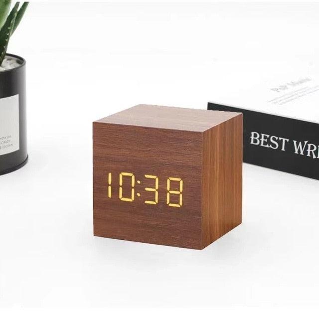 Wood-Grain Digital Alarm Clock