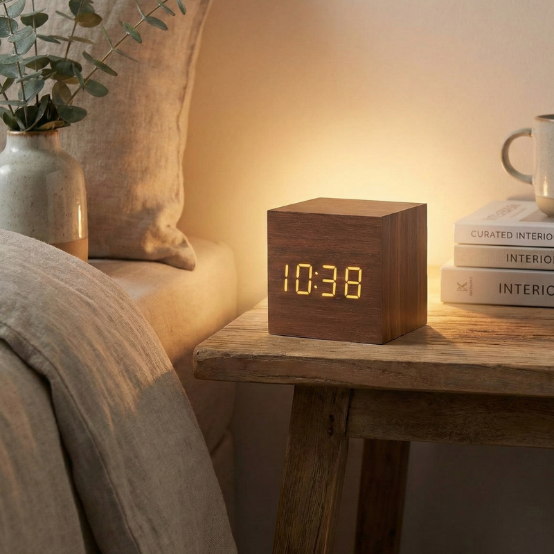 Wood-Grain Digital Alarm Clock