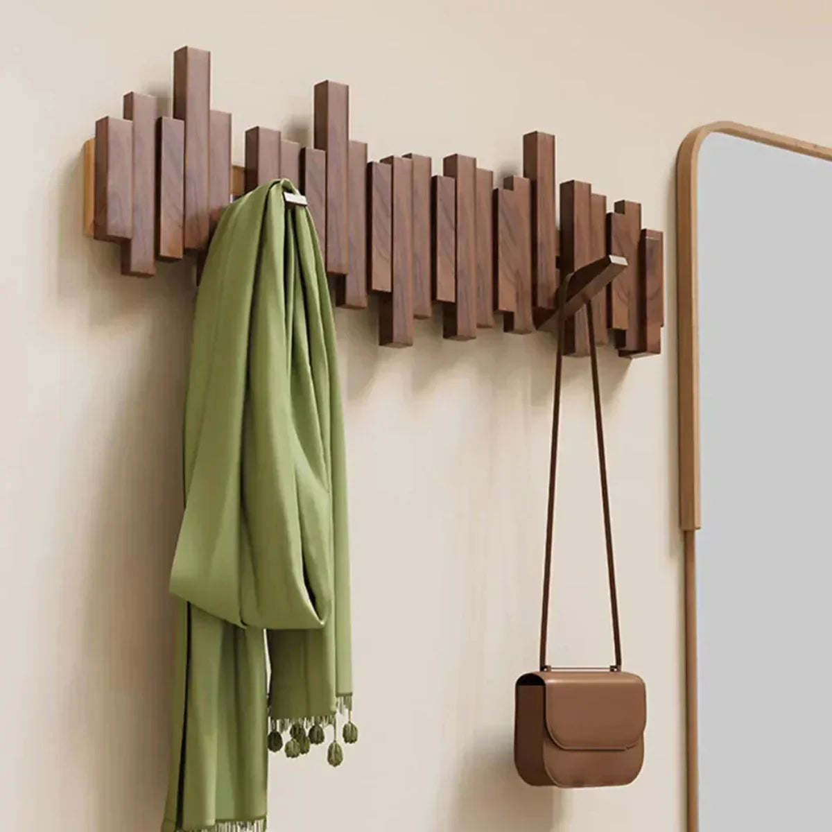 Wood Wall Hooks Wall Art Decorative Storage Organizer Rack