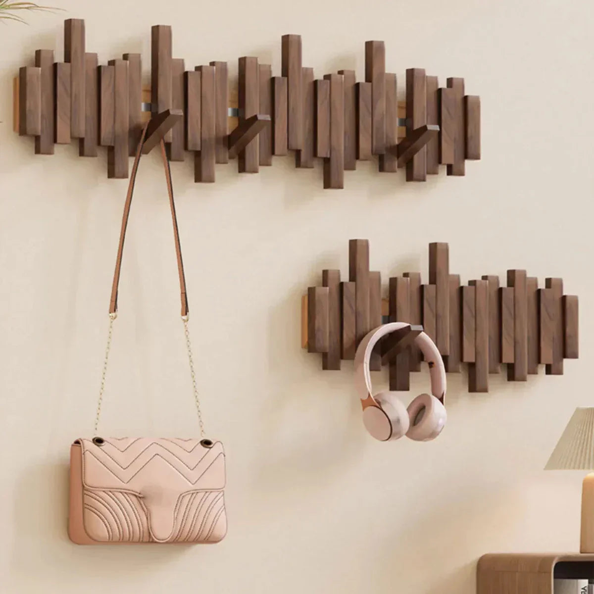 Wood Wall Hooks Wall Art Decorative Storage Organizer Rack