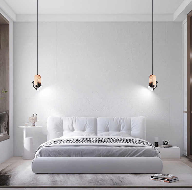 Nordic Wood and Metal LED Pendant Light with Slim Minimalist Design