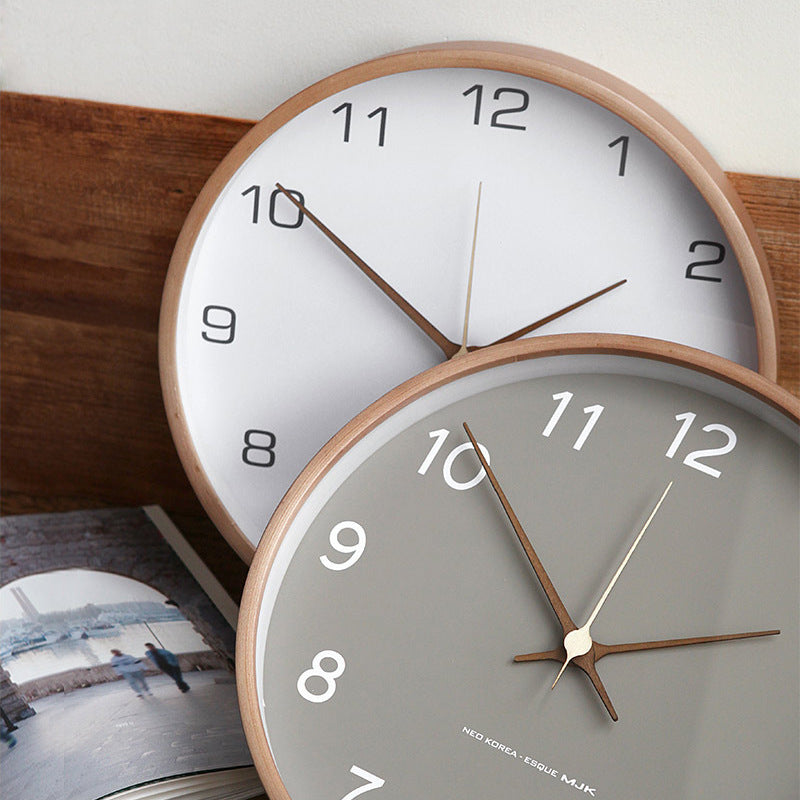 Wooden Analog Wall Clock – 25 cm Silent Timepiece for Home Decor – Natural Solid Wood Design