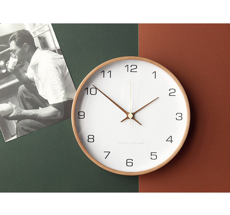 Wooden Analog Wall Clock – 25 cm Silent Timepiece for Home Decor – Natural Solid Wood Design