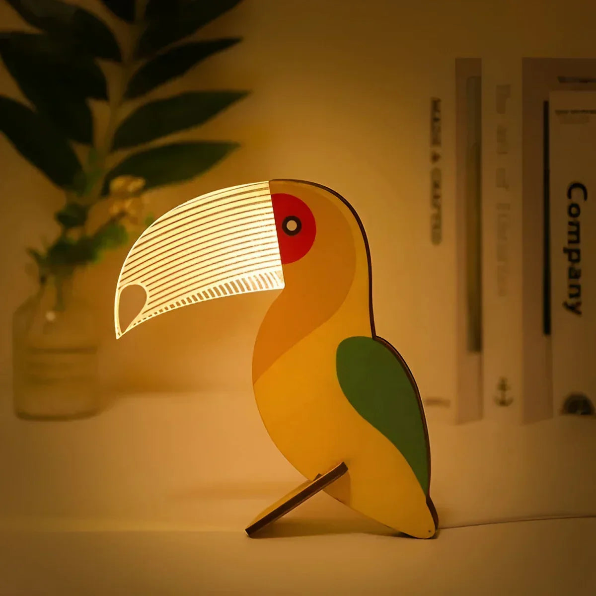 Wooden Animal-Shaped Desk Lamp