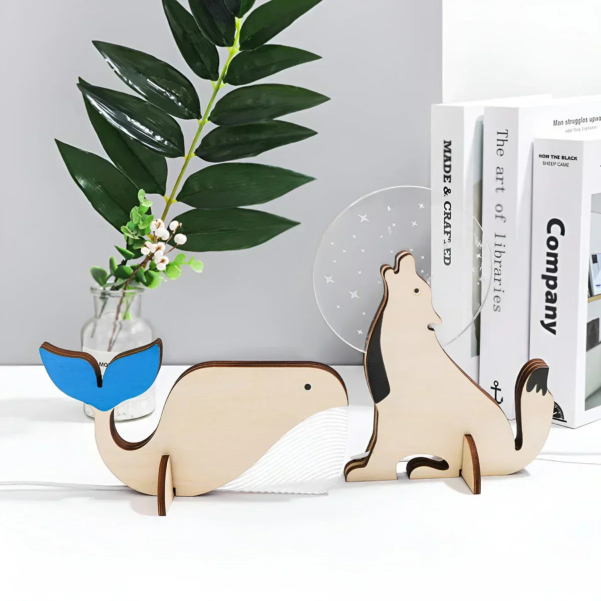 Wooden Animal-Shaped Desk Lamp