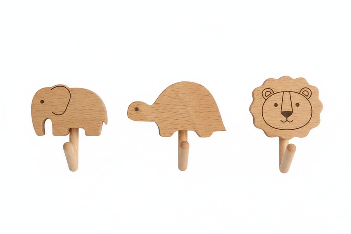 Wooden Animal Wall Hooks