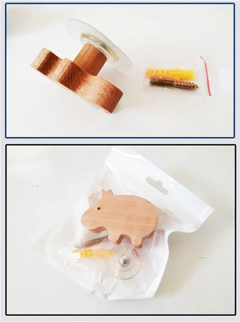 Wooden Animal Wall Hooks