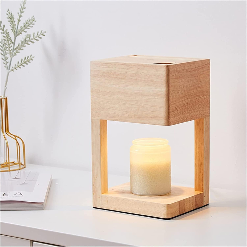 Wooden Candle Warmer Table Lamp