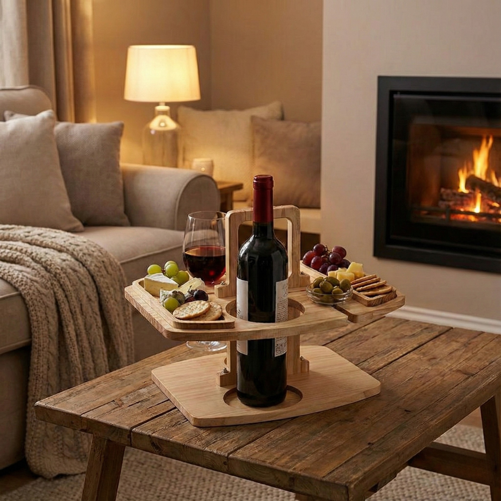 Wooden Picnic Wine Table