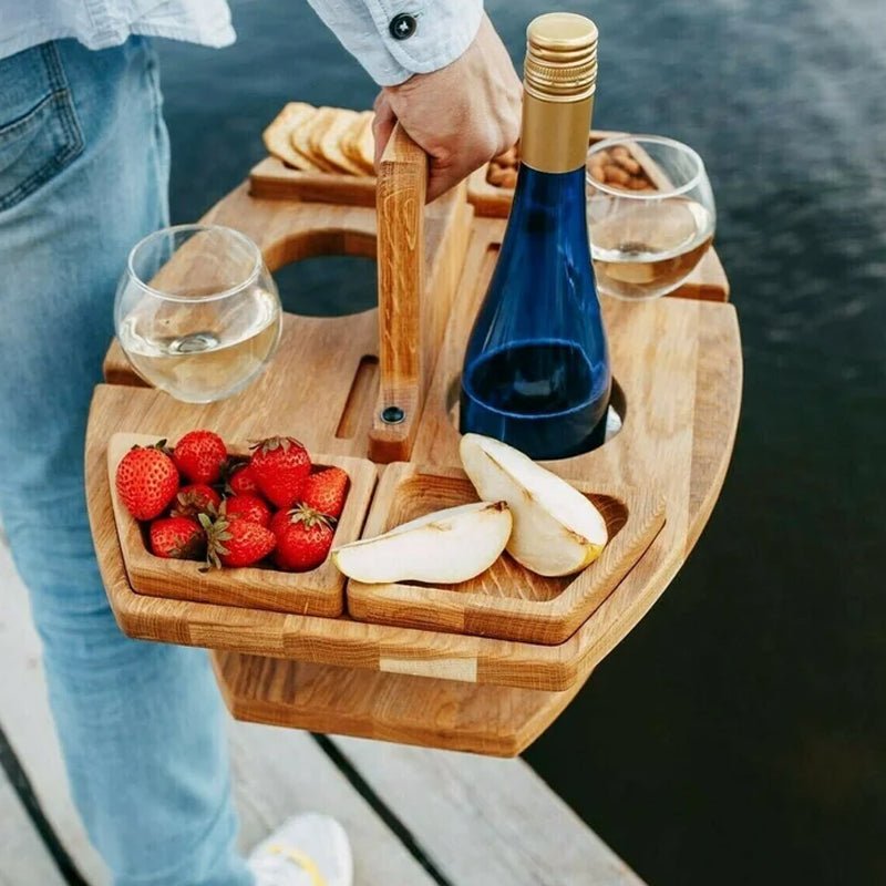 Wooden Picnic Wine Table