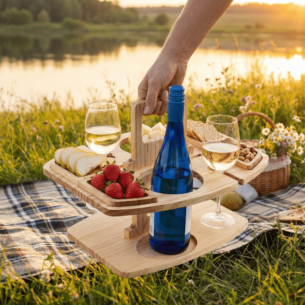 Wooden Picnic Wine Table