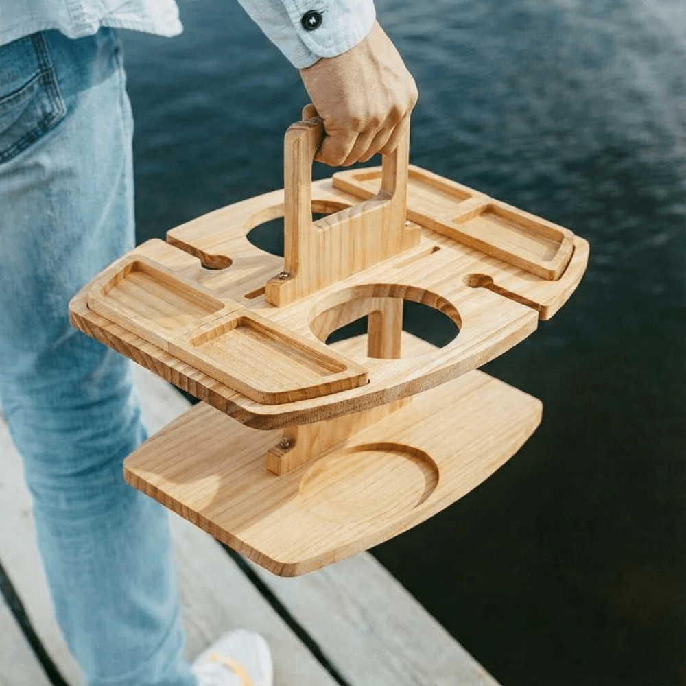 Wooden Picnic Wine Table
