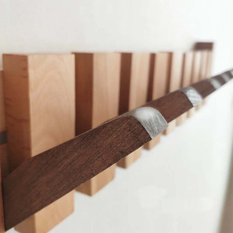 Wooden Wall Coat Rack with Folding Hooks – Natural Wood Magnetic Hook Hanger